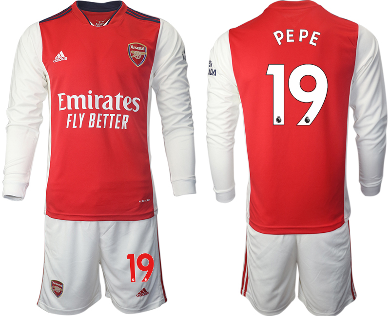 Men 2021-2022 Club Arsenal home red Long Sleeve #19 Soccer Jersey